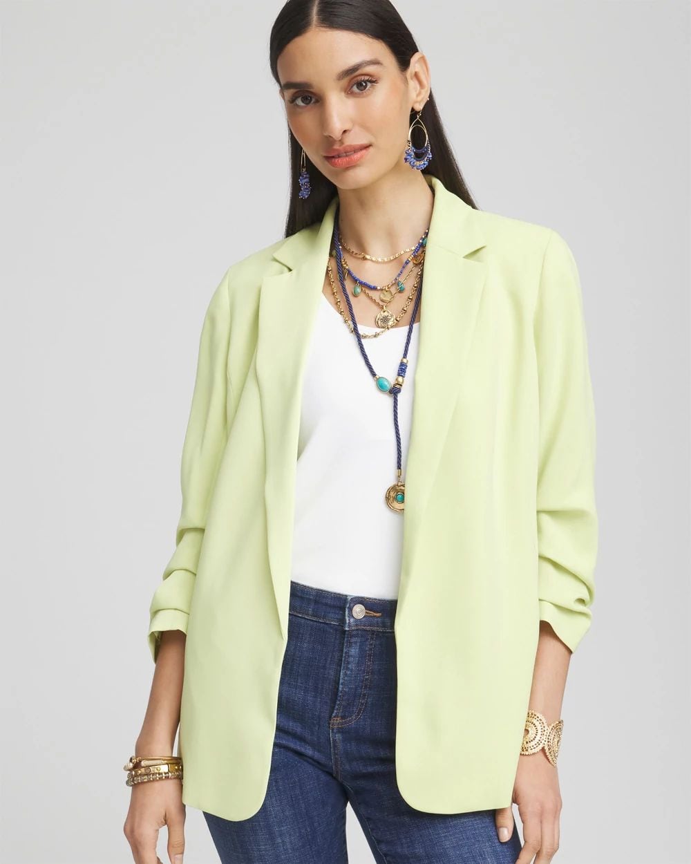 Notched-Lapel Ruched Sleeve Blazer | Chico's